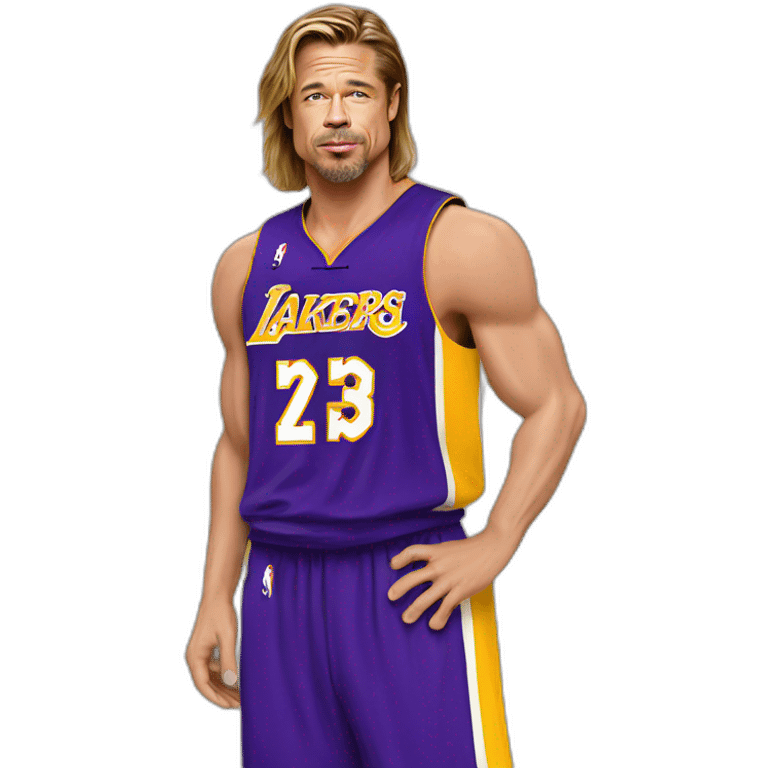 brad pitt with lakers jersey emoji