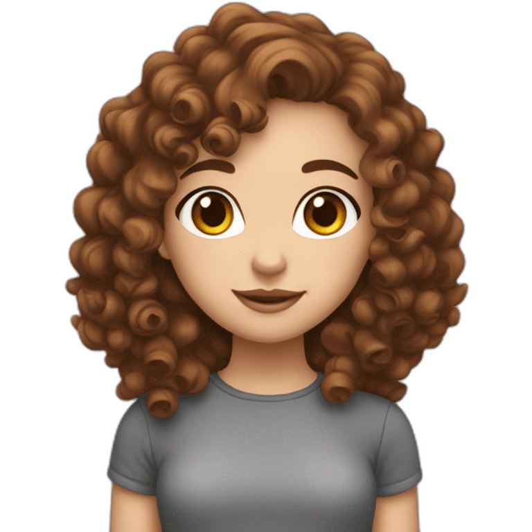 girl whit brown curly hair and fair skin emoji