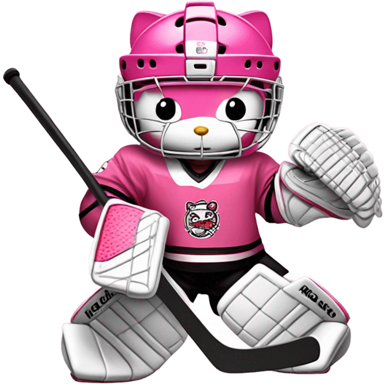 Pink hello kitty as a hockey goalie emoji