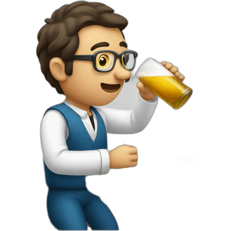 Chemist drinking beer emoji