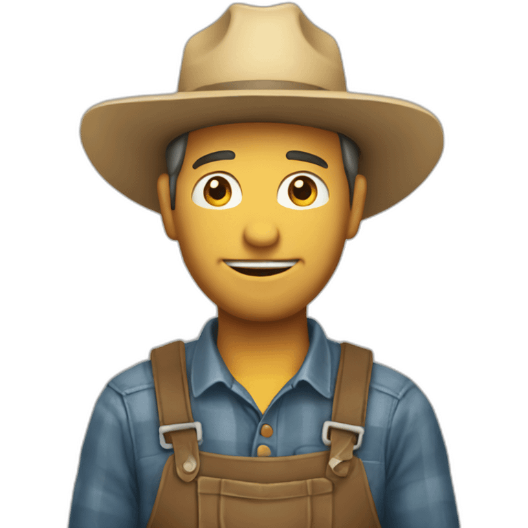 cartoon farmer facing away from camera emoji