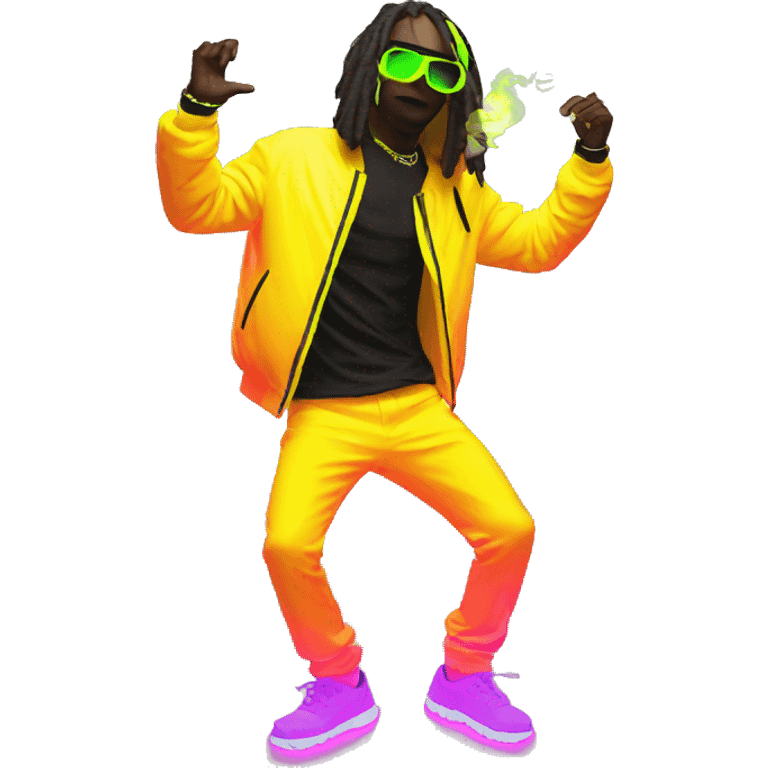 Rave party dancing neon smoking emoji