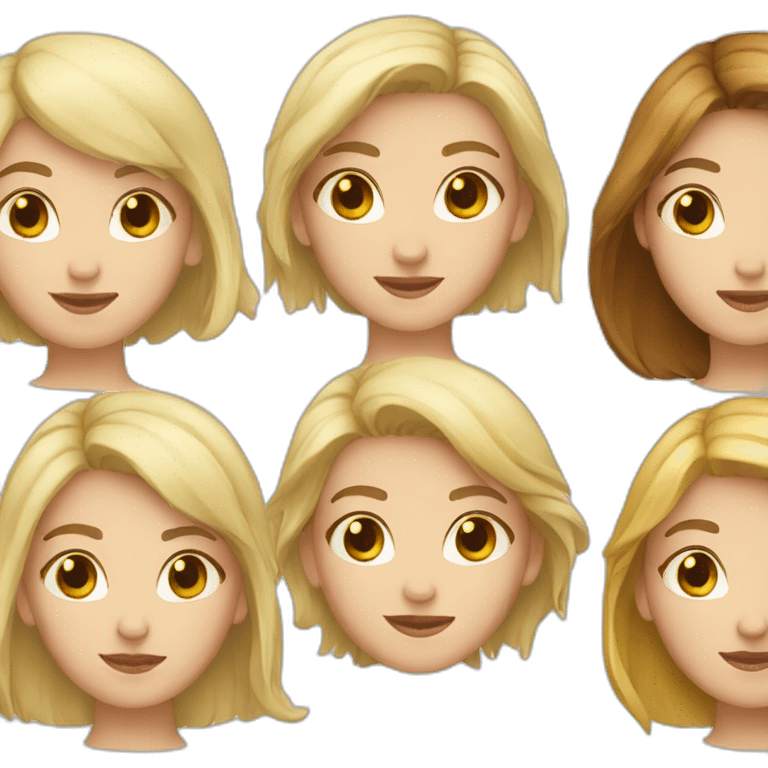 Girl short blond hair and girl short brown hair emoji