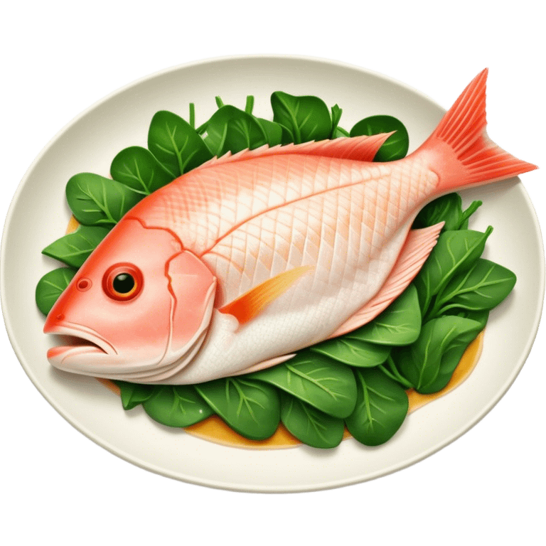 Cinematic fresh snapper fillet, pan-seared to golden perfection, soft and flaky texture, resting on a bed of sautéed greens, warm glowing background, refined and elegant. emoji