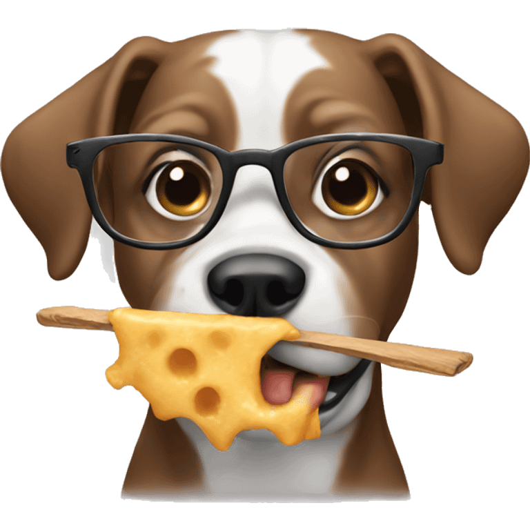 Dog eating with glasses  emoji