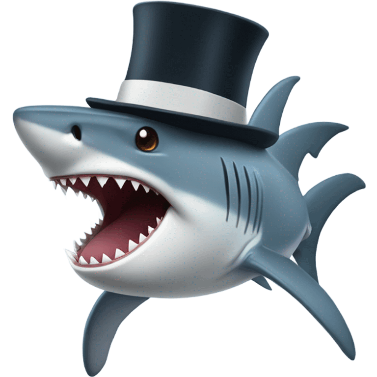 Shark with a top hat emoji