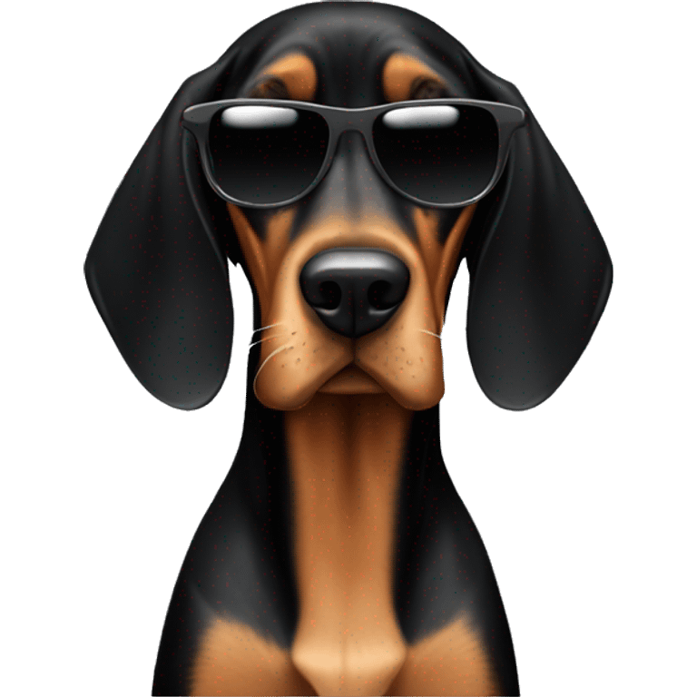 Black and tan coonhound with sunglasses emoji