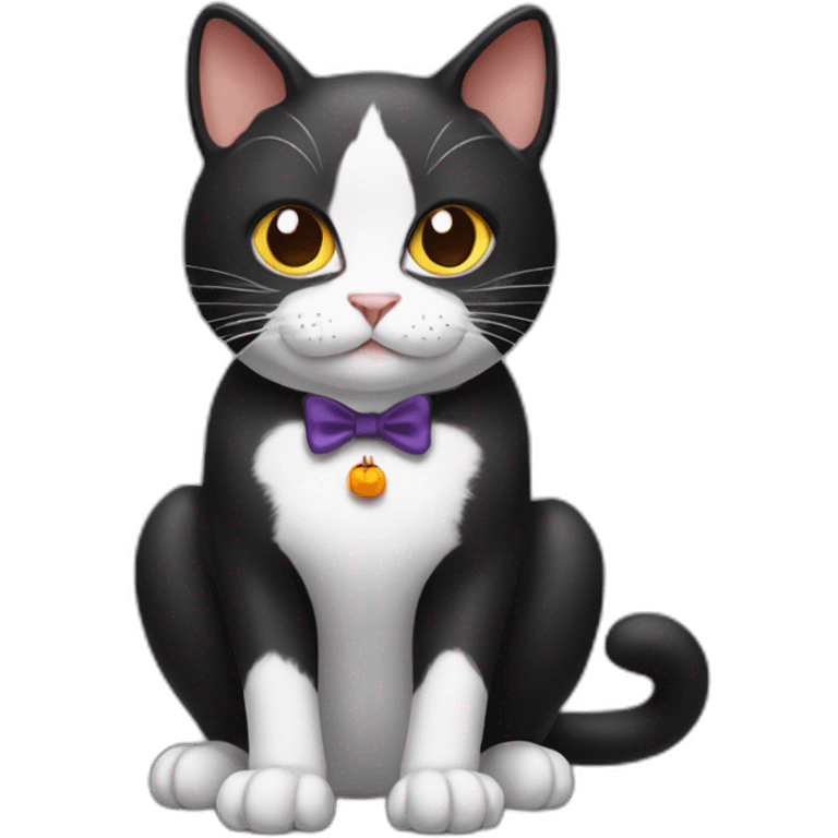 tuxedo cat with Halloween monkey ears emoji