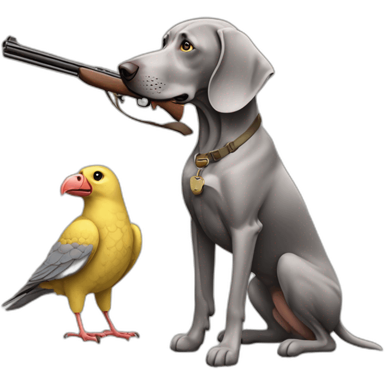 weimaraner with bird hunt emoji