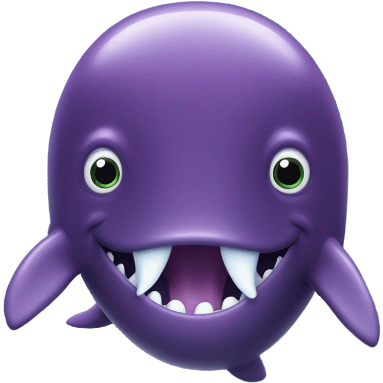 purple sperm whale swimming towards with open mouth emoji