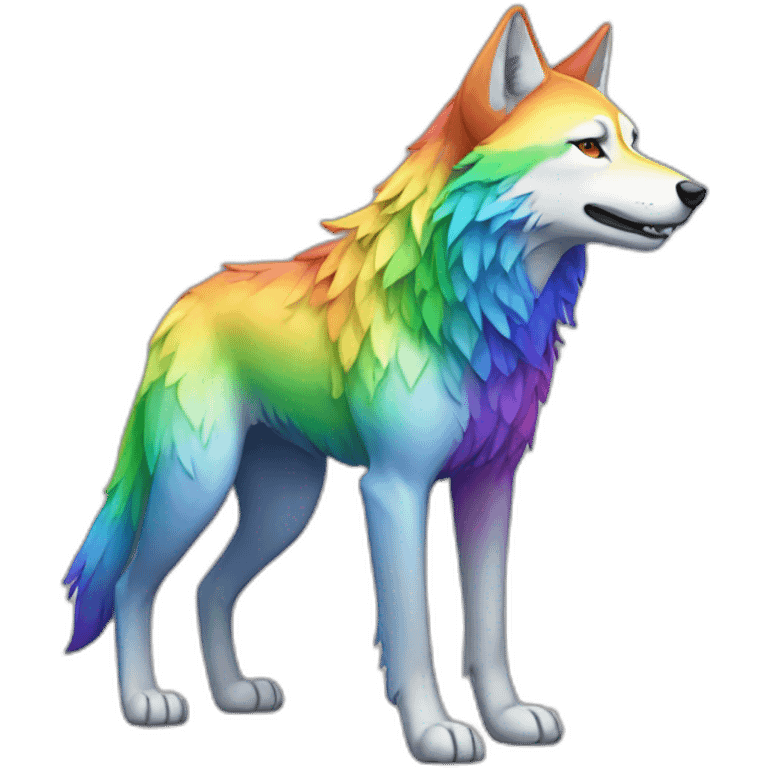 Rainbow Wolf Full Body emoji