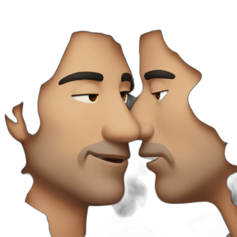 two dark hair man kissing emoji