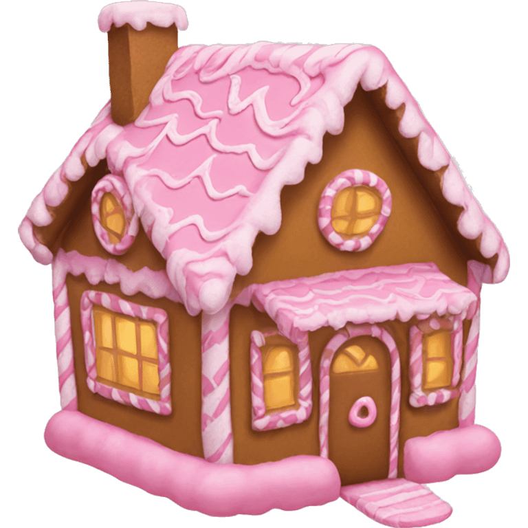 Pink gingerbread house emoji