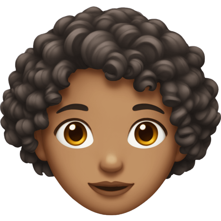 girl with dark loose curly hair and brown eyes  emoji