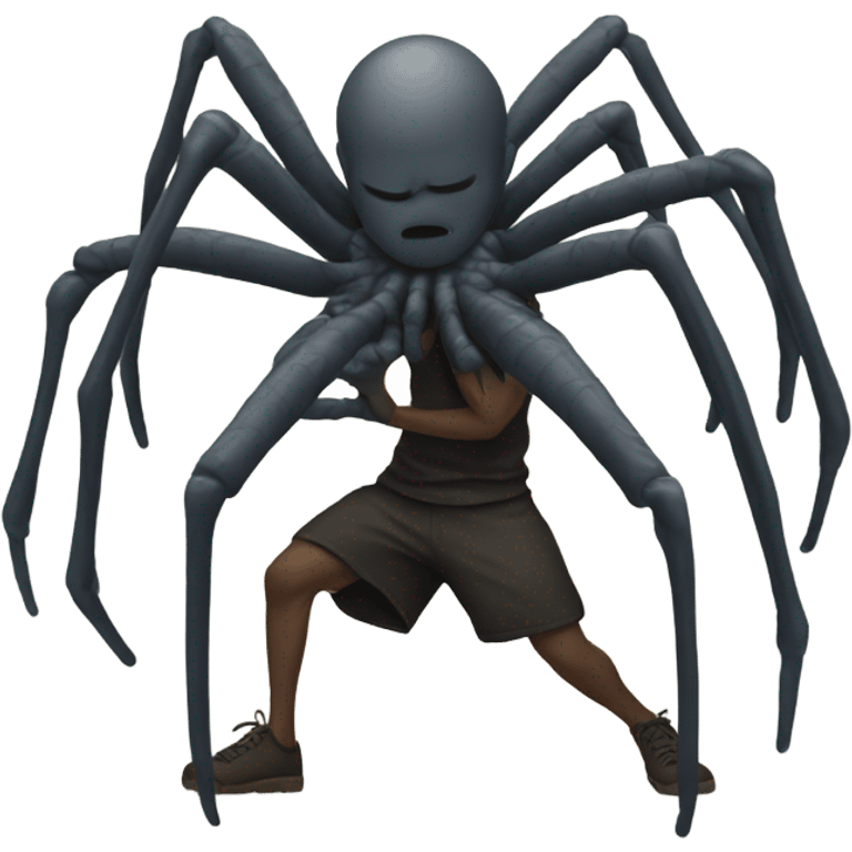 Man fighting giant spider emoji