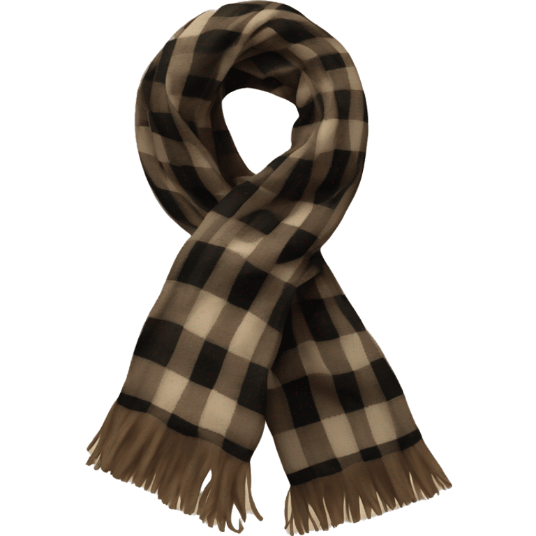 Brown black and beige plaid scarf emoji