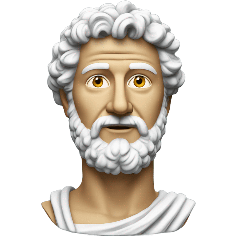 white marcus aurelius bust looking into the camera with a slight smile emoji