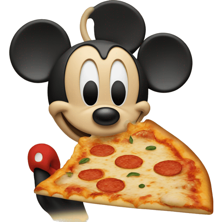 Mickey mouse eating cheese pizza emoji