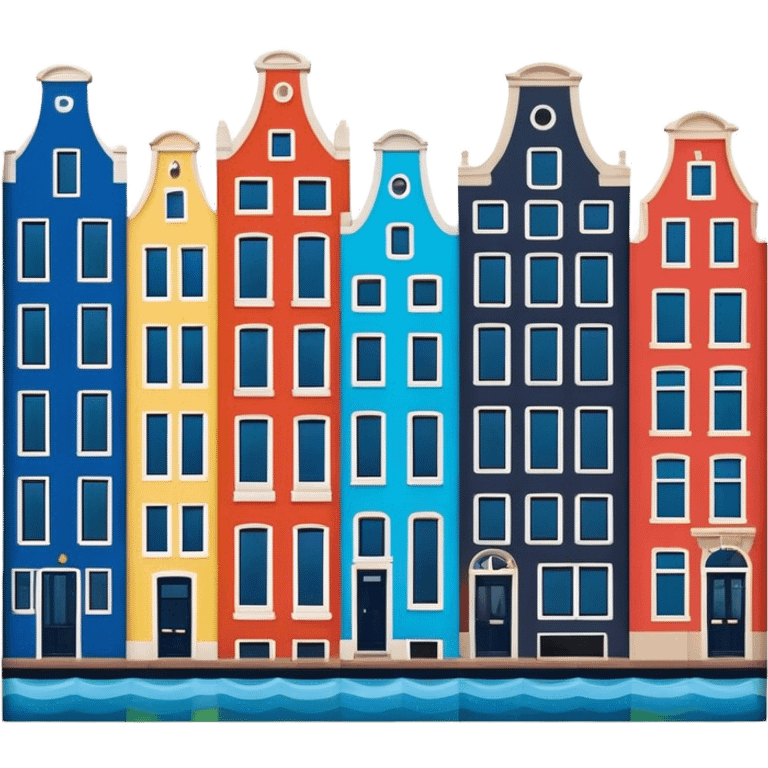 Cinematic Realistic Amsterdam Canal Houses Landmark Emoji, featuring narrow, gabled facades in vibrant colors. emoji