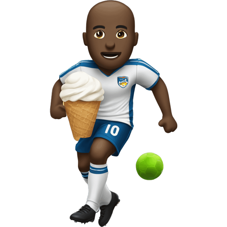 soccer player eating ice cream kicking a ball emoji