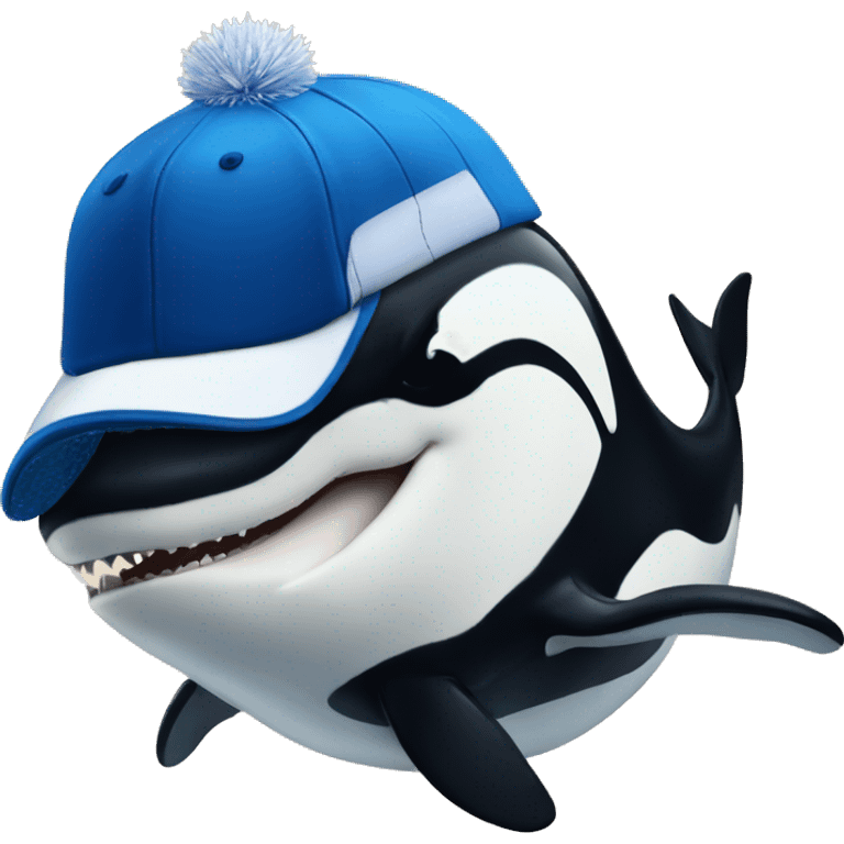 An orca whale wearing a Vancouver Canucks hat emoji