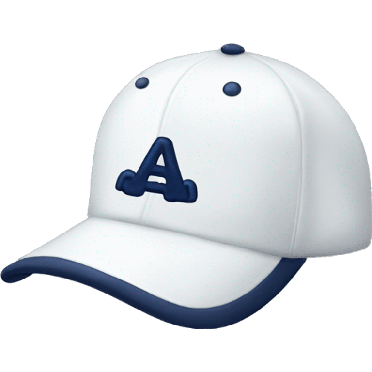 a white baseball hat with a navy blue bow on it emoji