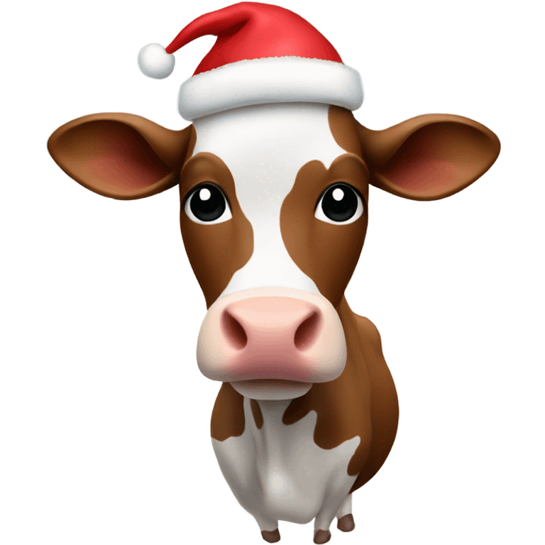 Cow with a Christmas hat emoji