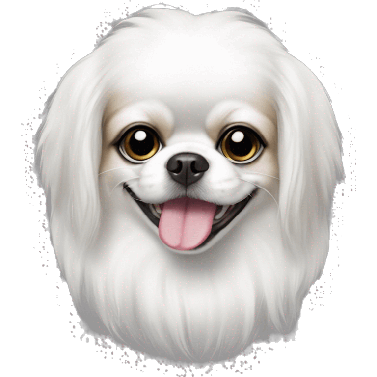 happy japanese chin, black ears, black fur on left eye, white fur on right eye  emoji