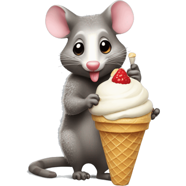 Possum licking ice cream cone emoji