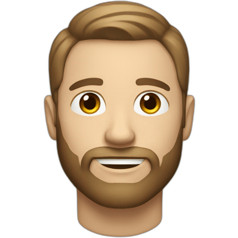 White male with mustage and beard short brown hair  emoji