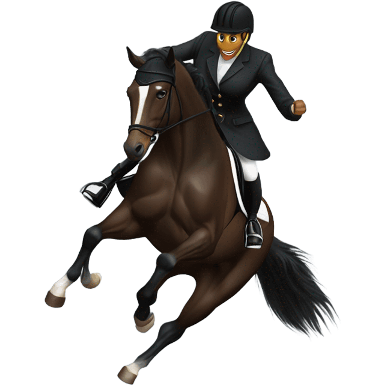 Black show jumpping horse emoji