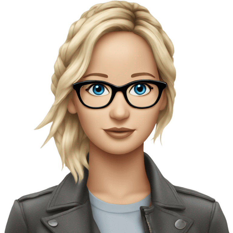 Jennifer Lawrence,  blu eyes wearing glasses  emoji