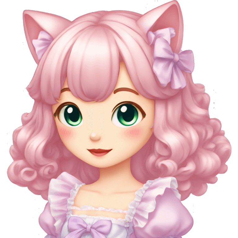 Shiny Blushing Cute Kawaii Beautiful Pastel Lolita Anime Catgirl Trending Style Cottagecore Pastelcore  emoji