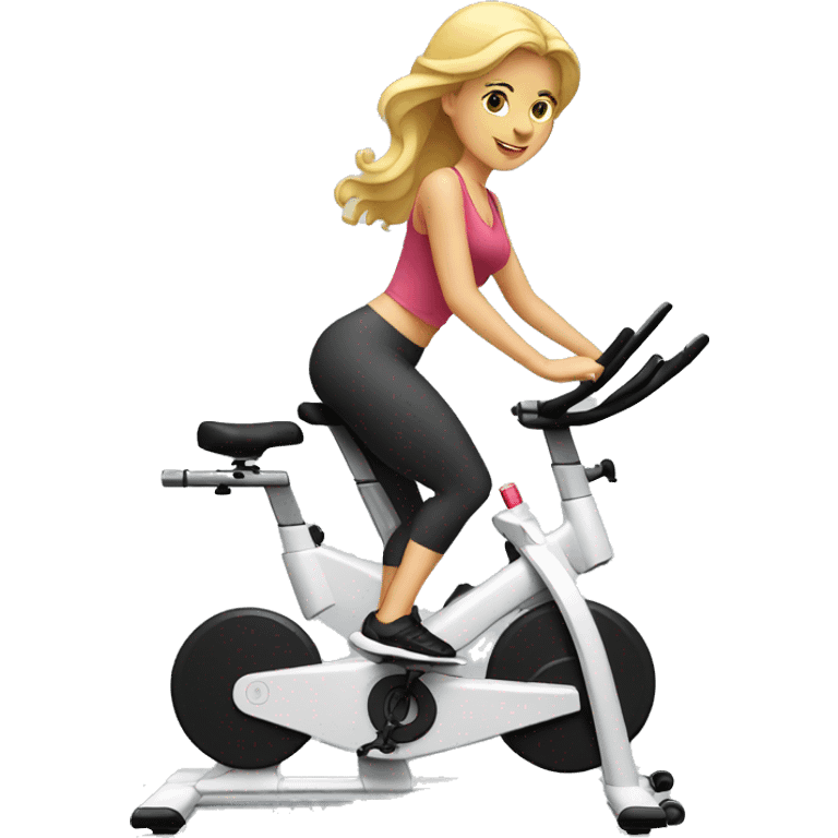 Blonde woman on stationary bike emoji