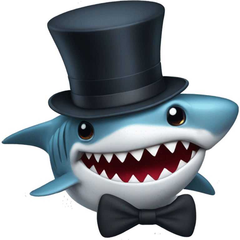 Shark with a top hat emoji