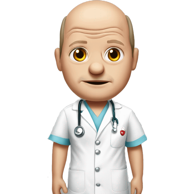 photorealistic Olaf Scholz shrugs as a nurse emoji