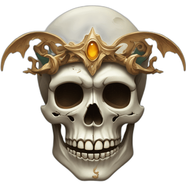 stylized artistic representation of a skull with various fantasy elements  emoji