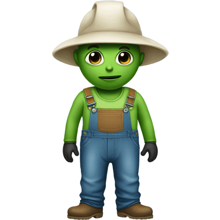 Alien In farmer overalls emoji