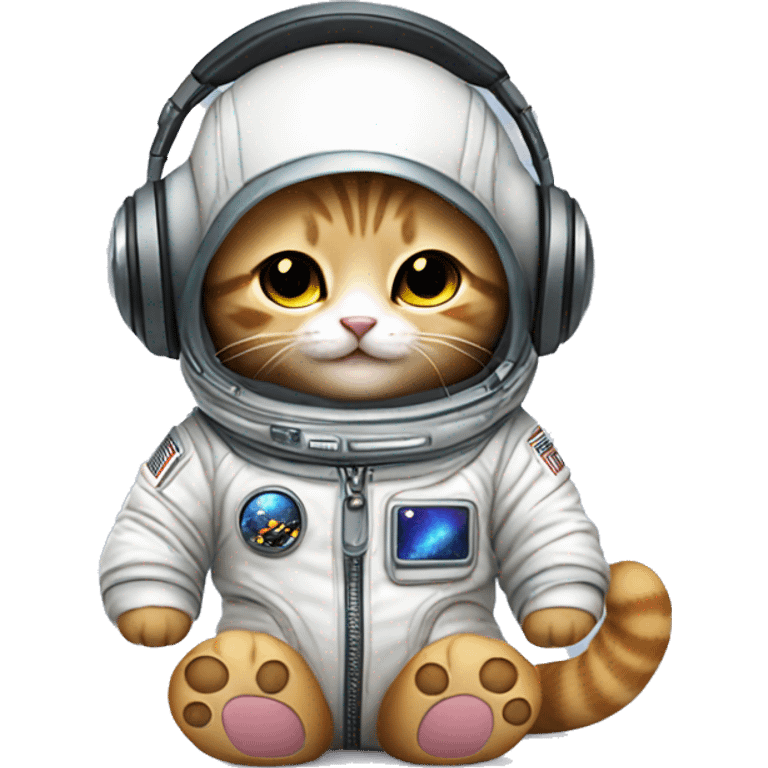 Cute little Cat space suit with headphone emoji