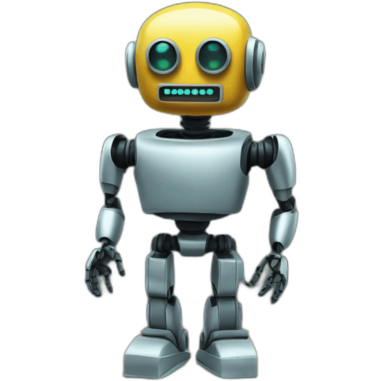 robot in front of a chalkboard emoji