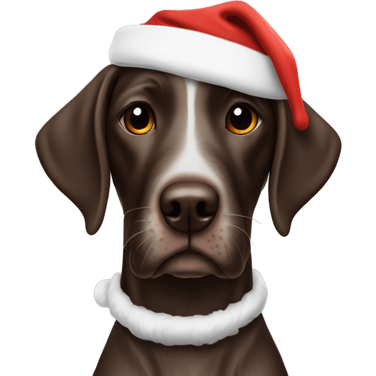 German shorthair with santa hat emoji