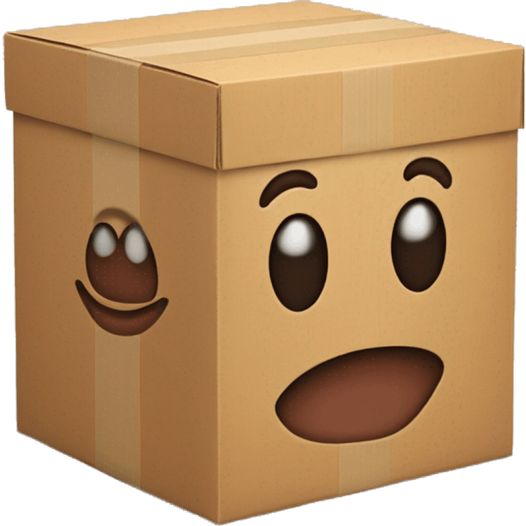 cardboard box with muscles arms emoji