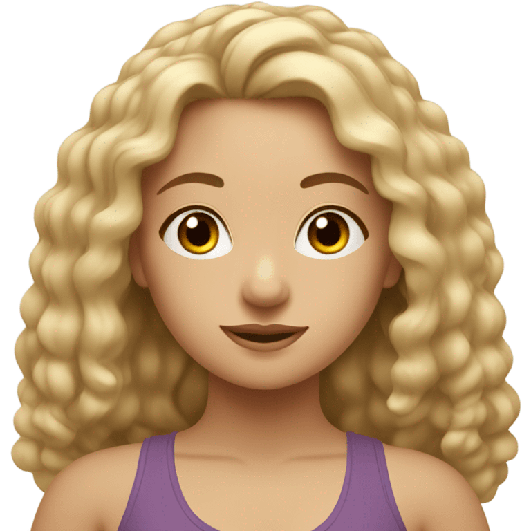 blonde, brown eyes, wavy hair girl yoga emoji