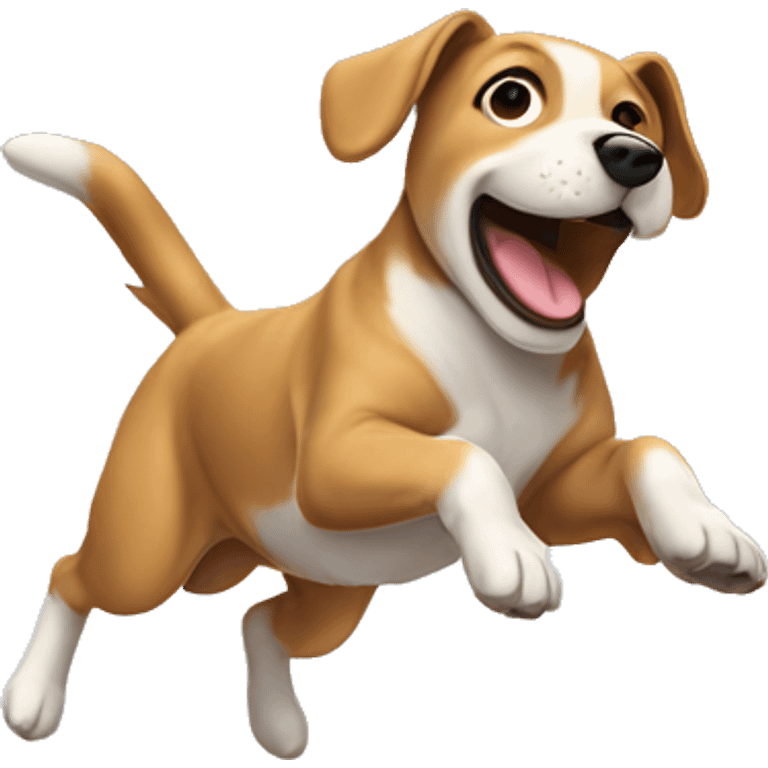 Dog jumping in a parchute emoji