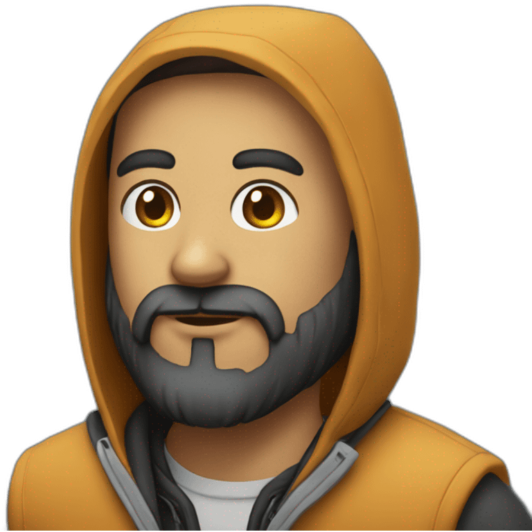 Developer with a beard wearing a hoodie emoji