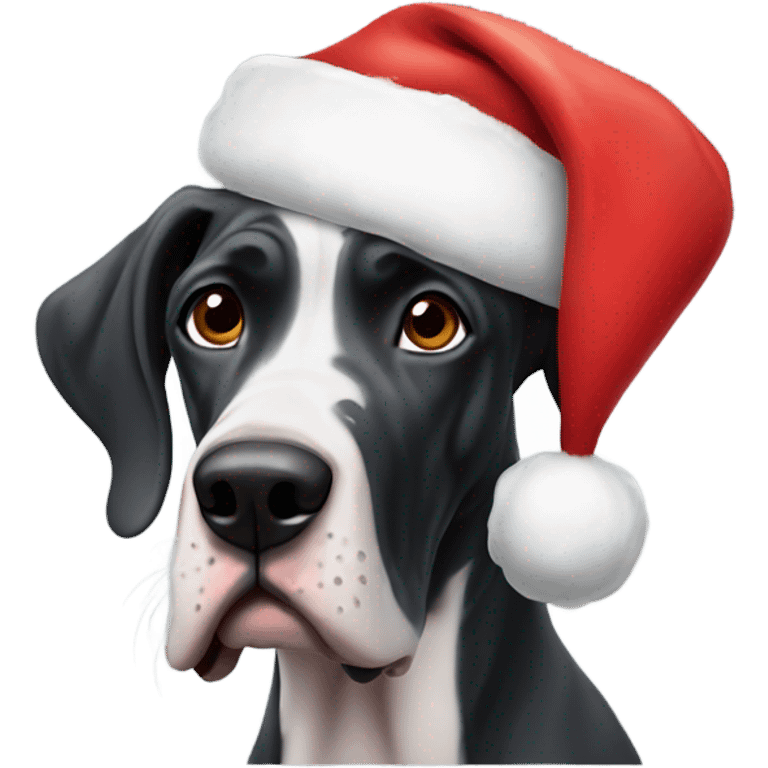 great dane with santa hat emoji