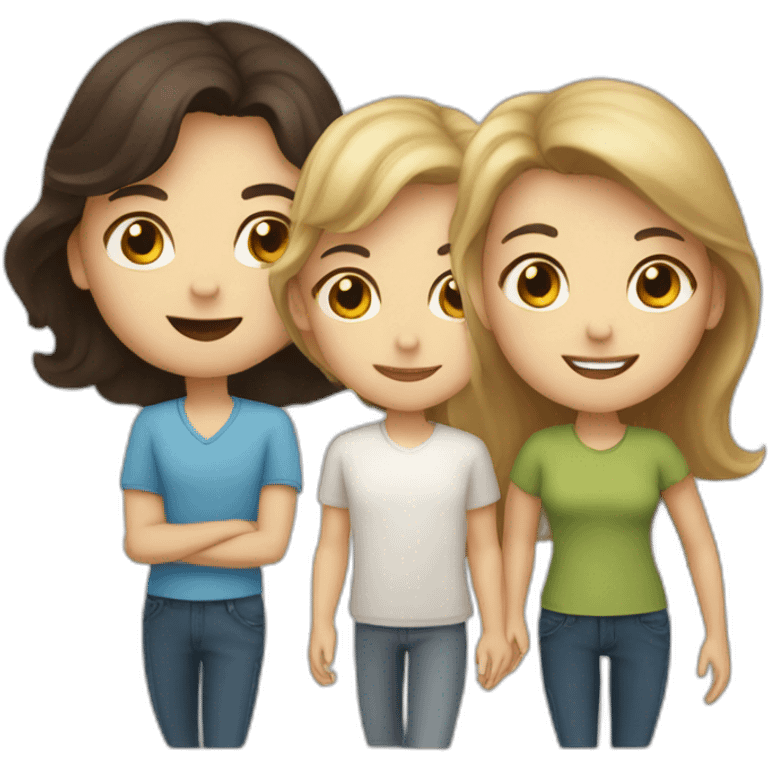 White family, 1 mom with dark hair, 1 boy with Brown hair, 1 girl with long blond hair, 1 girl with long Brown hair emoji