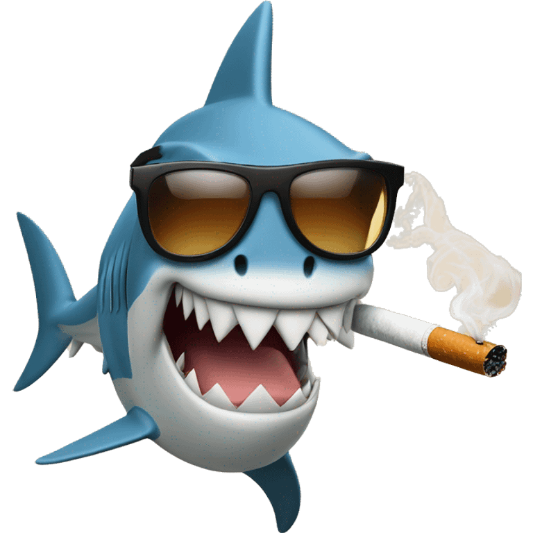 Shark wearing sunglasses while smoking a cigarette  emoji