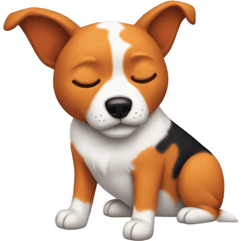 Orange, black, and white dog with pointy ears sleeping emoji