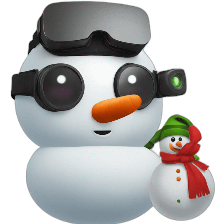 Snowman in vr headset, full body, Christmas emoji